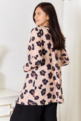 Double Take Printed Button Front Longline Cardigan OutfitFlow